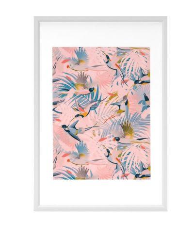 Pinky Sunny Boho Birds Art Print With Frame 24" x 36"