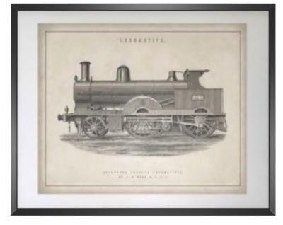 1891 Antique Locomotive Print With Frame