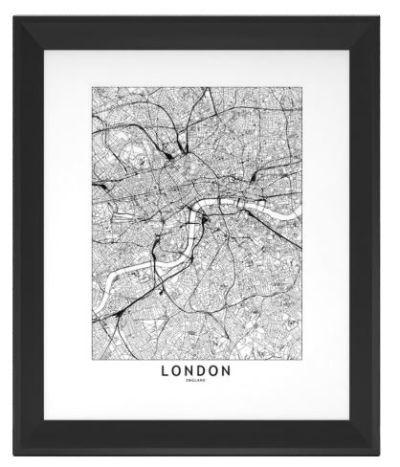 London White Map Art Print With Frame