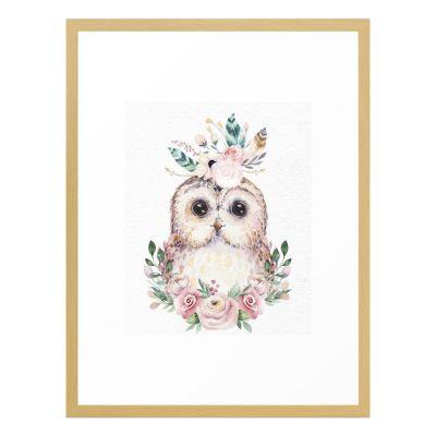 Forest Owl Floral by Nature Magick Framed Art Print with frame