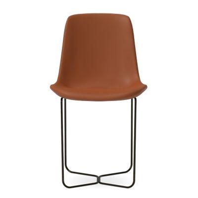 Slope Leather Dining Chair, Saddle Leather, Nut, Charcoal Leg