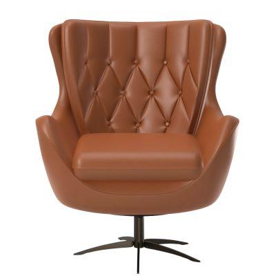 Wells Petite Tufted Leather Swivel Armchair