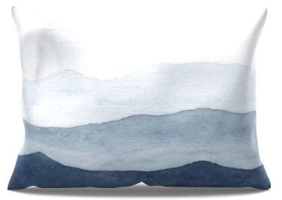 Indigo Abstract Watercolor Pillow With Insert-20"x14"