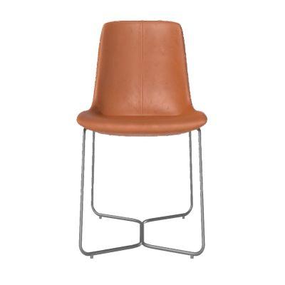 Slope Leather Dining Chair - Saddle Leather - Nut - Charcoal Leg