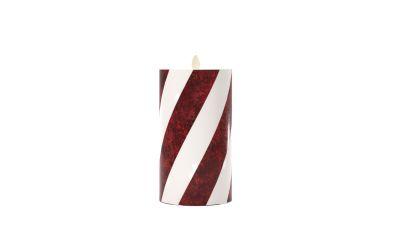 Premium Flickering Flameless Wax Pillar Candles Candy Stripe