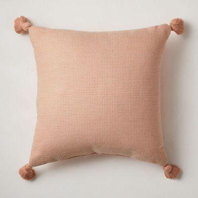 Outdoor Textured Solid Tassel Pillow With Insert-20"x20"