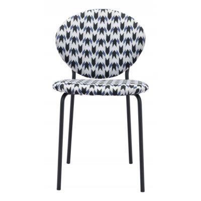 Clyde Dining Chair Geometric Print and Black Set of 2