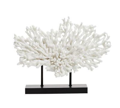 Faux Coral on Black Stand - White - Medium