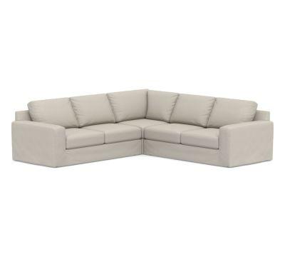 Big Sur Square Arm Slipcovered 3-Piece L-Sectional