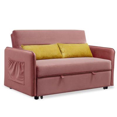 Velvet Round Arm Sofa Bed
