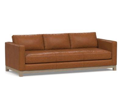 Jake Leather Sofa with Wood Base