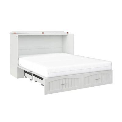 White Emil Storage Murphy Bed with Mattress-Queen