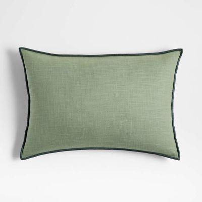 Sage Merrow Stitch Cotton Throw Pillow Cover 22"x15"