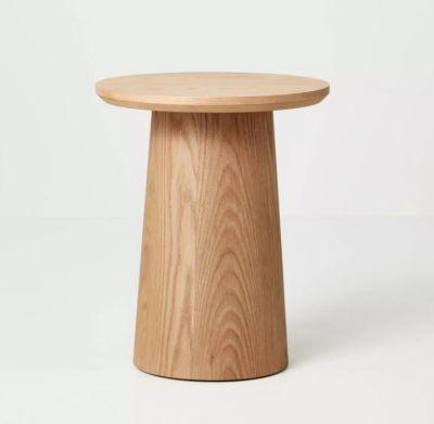 Round Wood Pedestal Accent Table