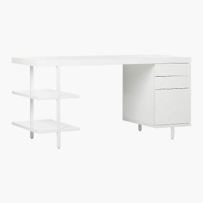 Stairway Modular Desk With Shelves and Drawers White