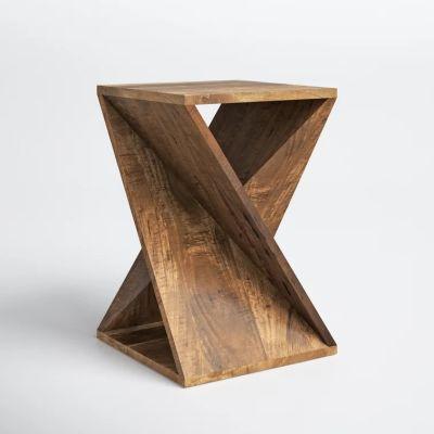 Solid Wood Abstract End Table