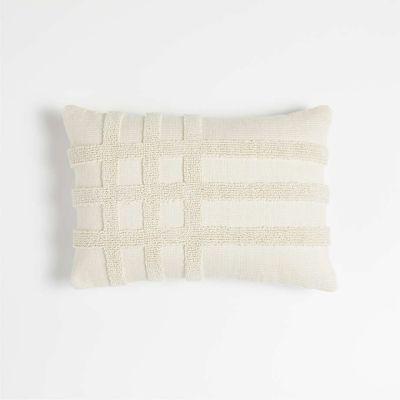Shinola MackinacTextured Plaid White Outdoor Lumbar Pillow-22"x15"