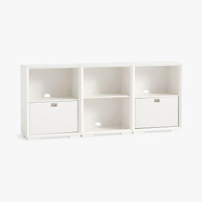 Callum 75" Triple Mixed Shelf Low Storage Cabinet 2 One-Drawer & 1 Bookcase