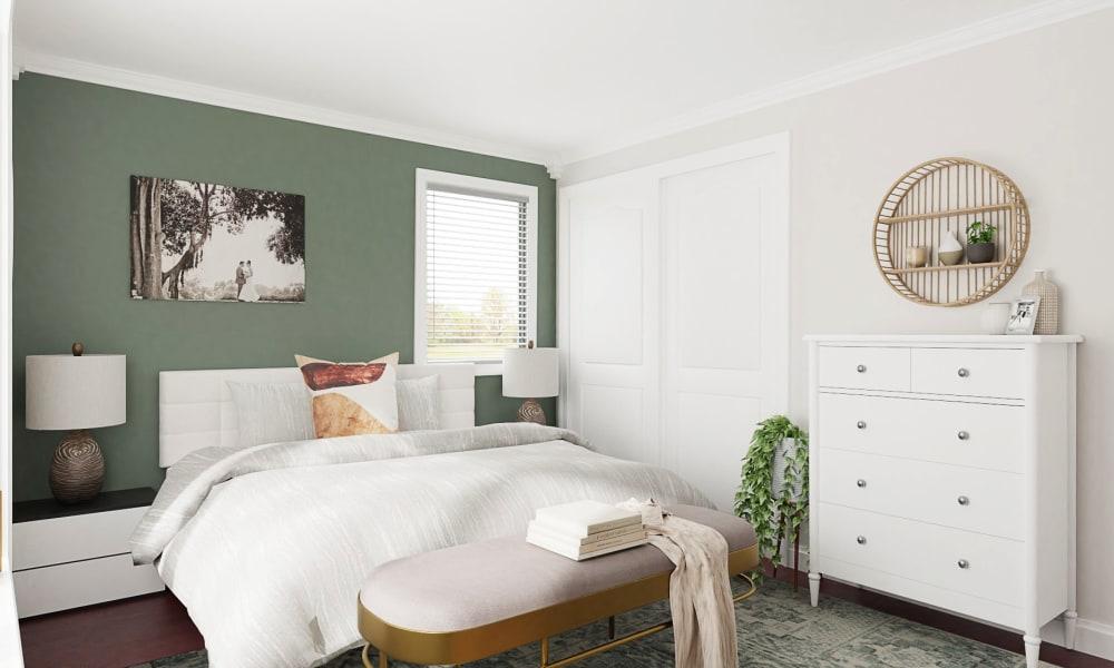 Sage Green Accent Wall: Glam Transitional Bedroom