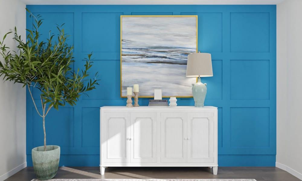Blue Accent Wall: Traditional Home Office