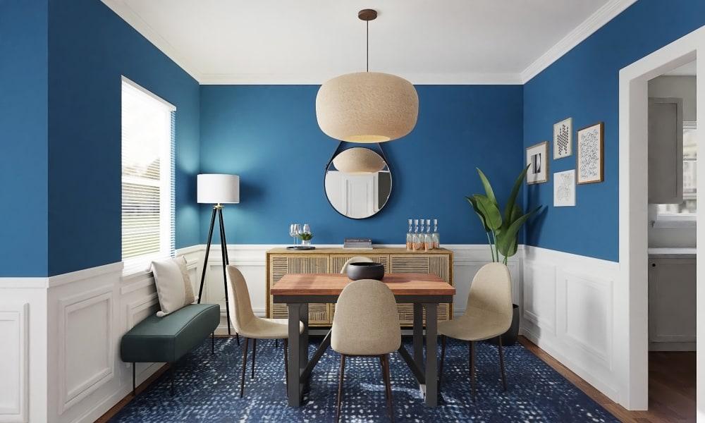 Ultramarine Walls:  Eclectic Transitional Dining Room