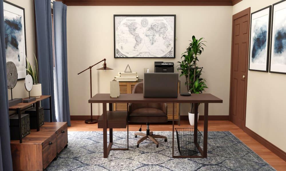 Dark Wood Tones:  Modern Rustic Home Office