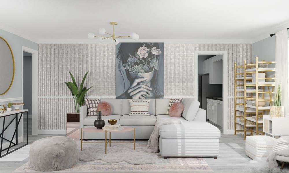 Blush and Gray:  Eclectic Glam Living Room