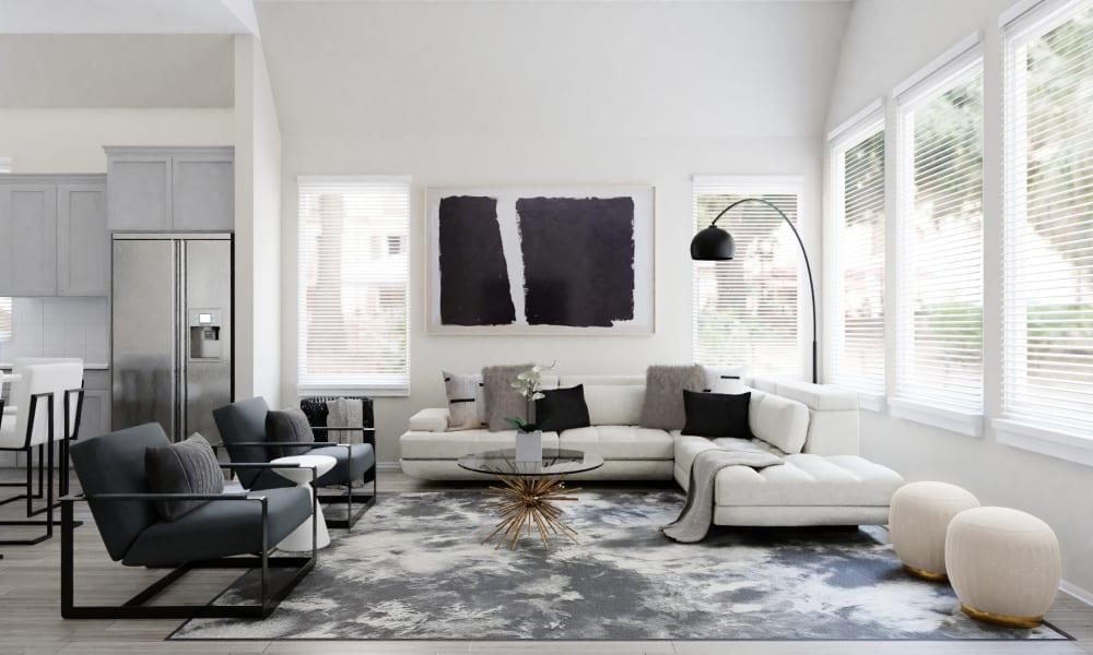 Monochromatic Modern Living Room with Contemporary Accents