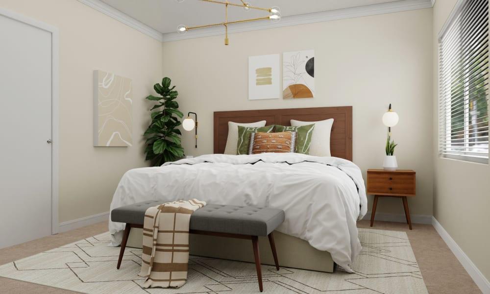 Minimalist Mid-Century Bedroom with Boho-Inspired Palettes