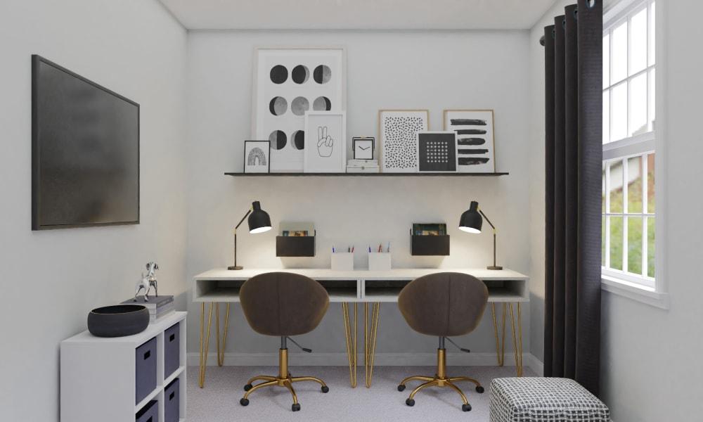 Trendy Monochromatic Minimalistic Modern Study Room
