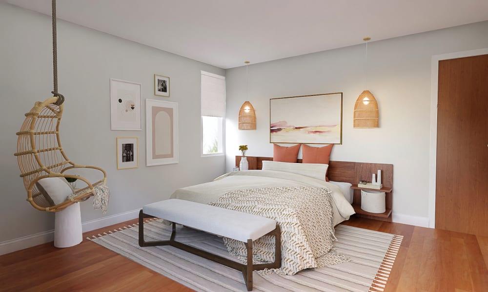 A Serene Minimalist Bedroom With Rattan Textures