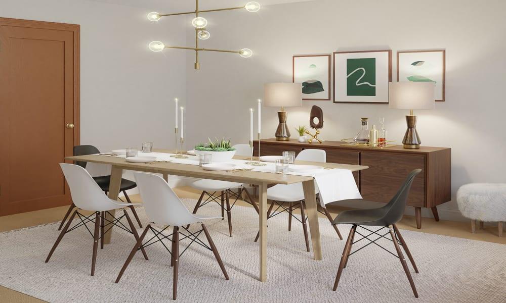 A Scandinavian Dining Room Adorning Sleek Furniture