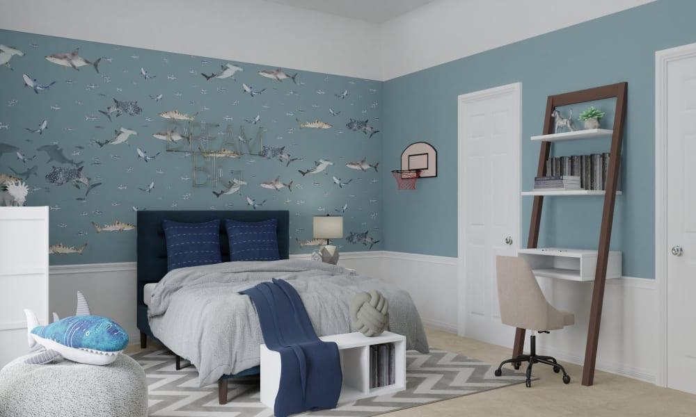 Shark Themed: Coastal Transitional Kid's Bedroom