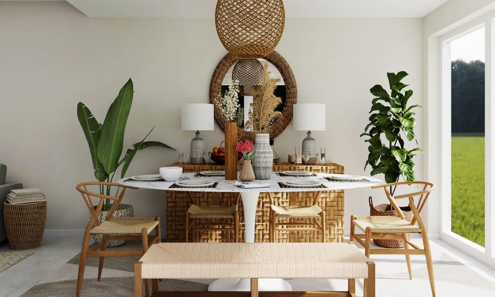 Bright, Airy and Green Bohemian Dining Room