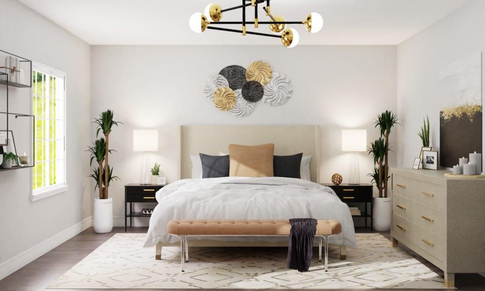 Mid-century Modern Bedroom Filled With Glamorous Hues