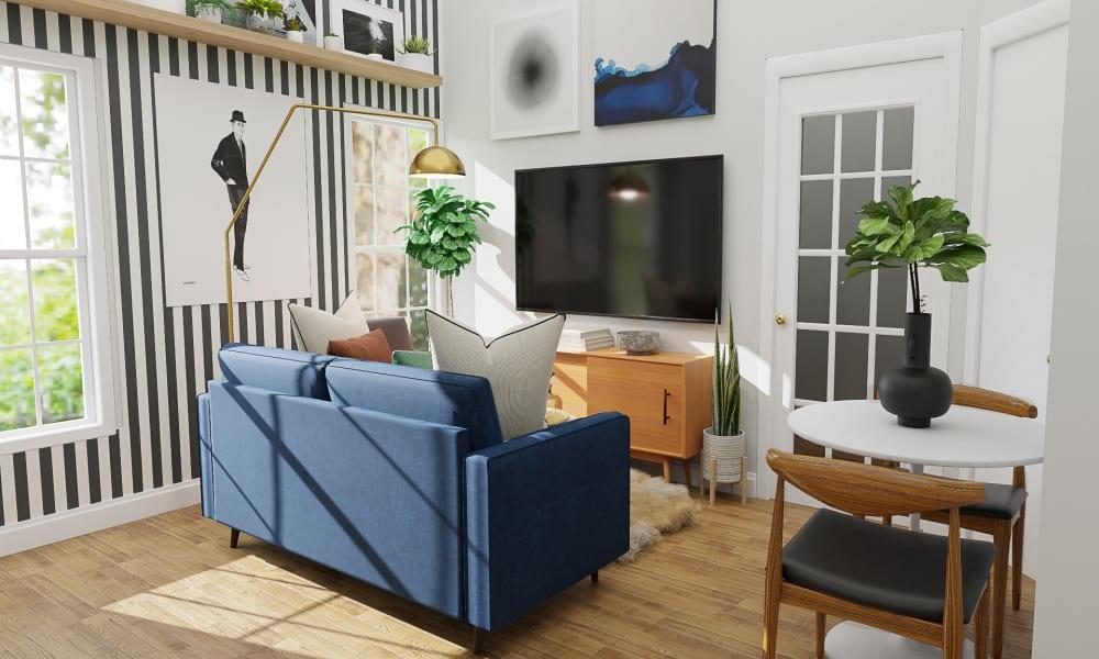 A Modern Living Room Full of Bold Blue Views