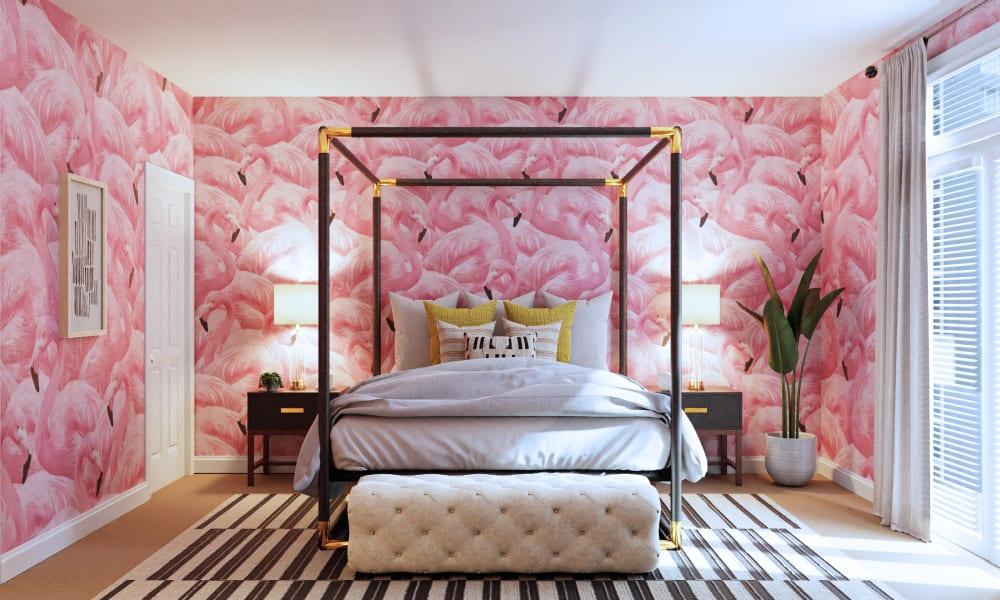 A Flamingo Fantasy In This Eclectic Glam Bedroom