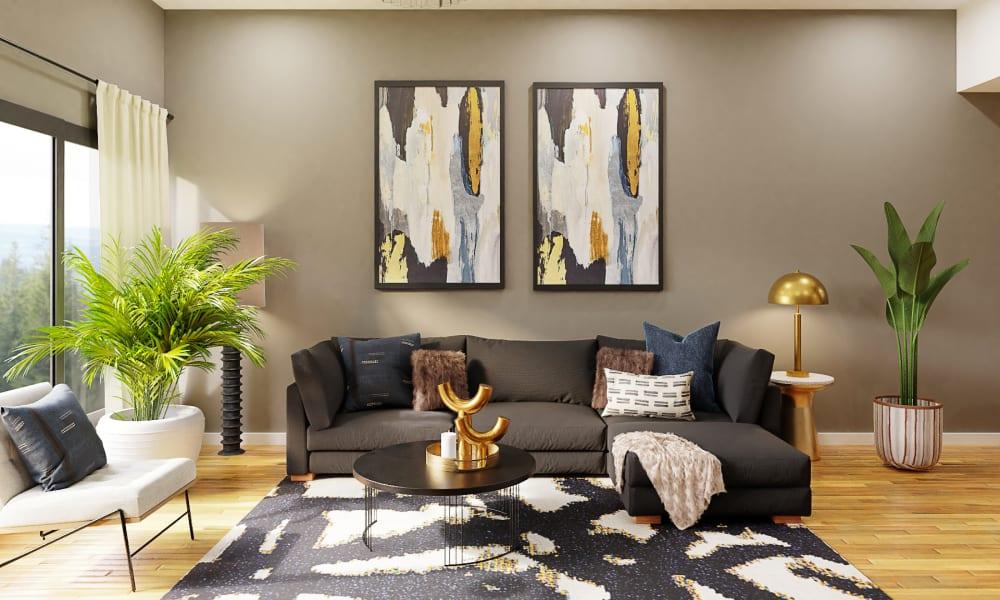 Dramatic Rugs & Gold Accents: A Modern Art-Deco Living Room