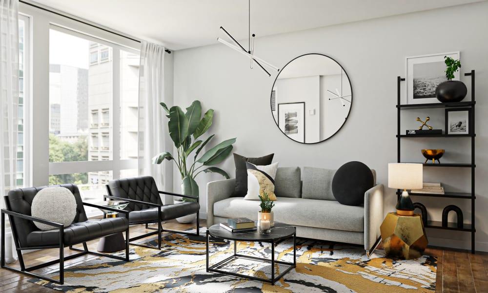 A Gold & Monochromatic Modern Living Room