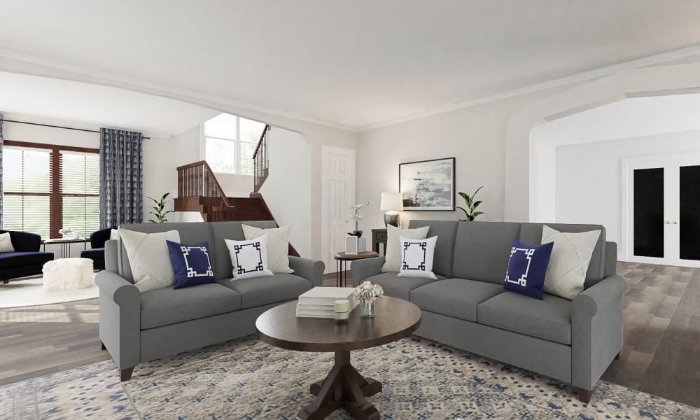 50 Shades Of Gray & Blue: A Transitional Living Room