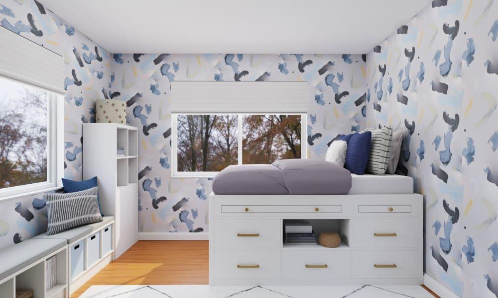 A Cleary Captain's Bed Takes Over This Modern Kids Bedroom 