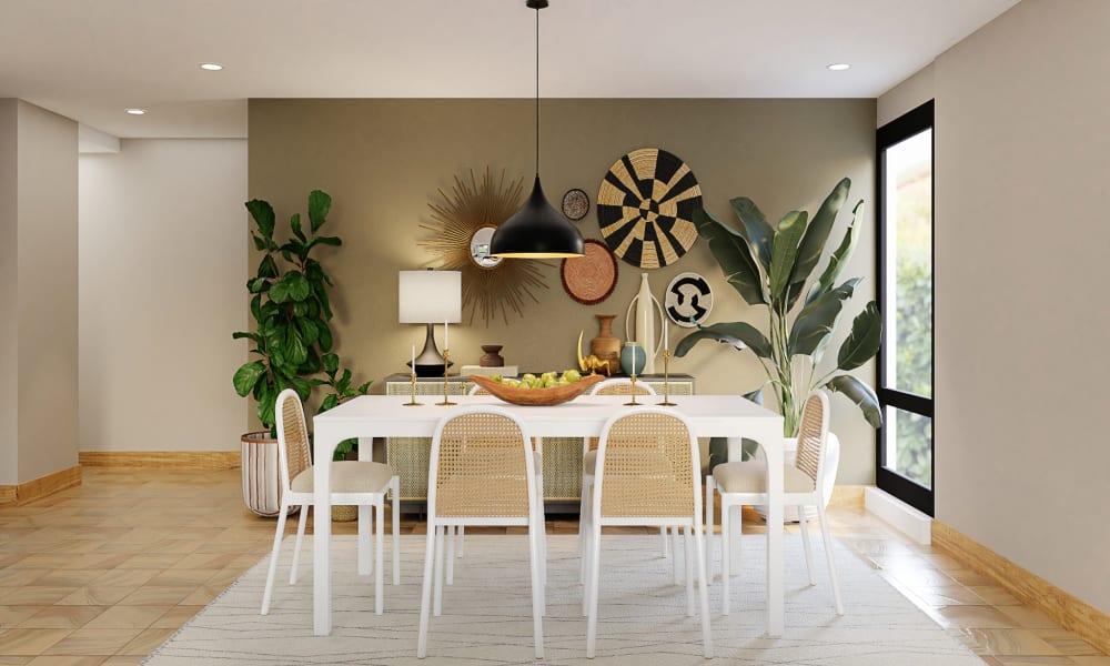 African Wall Art & Gold Accents: An Art-Deco Dining Room