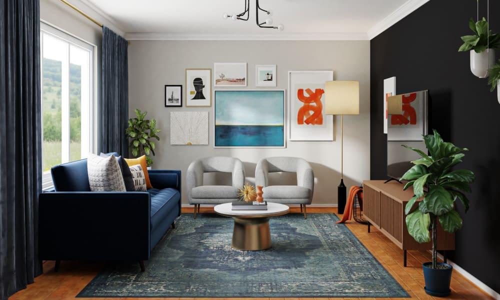 Berry Blues & Smoke Grays: An Eclectic Living Room
