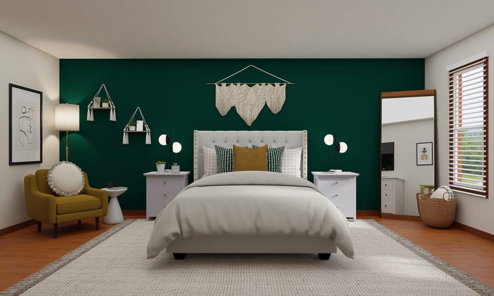 A Glam Emerald Green Boho Bedroom 