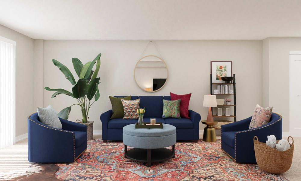 Cobalt Blues & Dramatic Reds: A Rustic Eclectic Living Room
