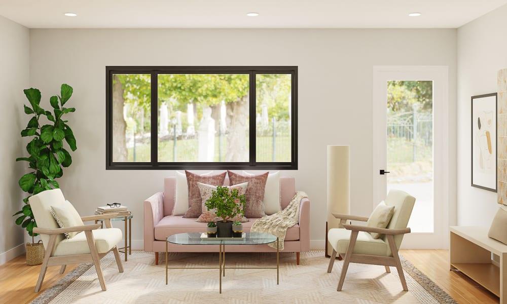 Blush Tones Master This Mid-Century Modern Living Room