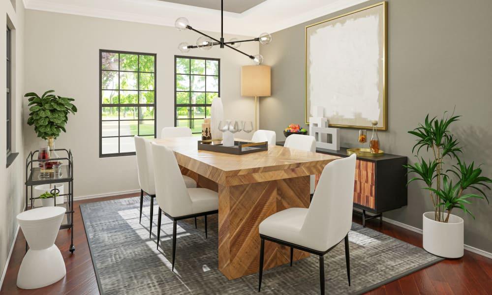 An Industrial Style Dining Room In Woody Tones