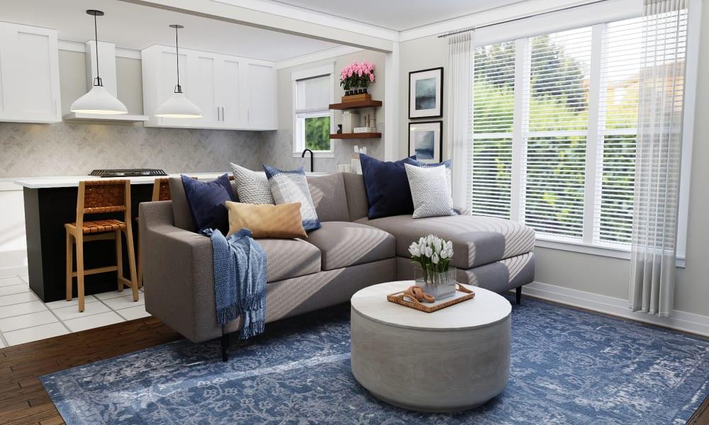 Indigo Tones & Pearly Whites: A Blissful Transitional Living Room