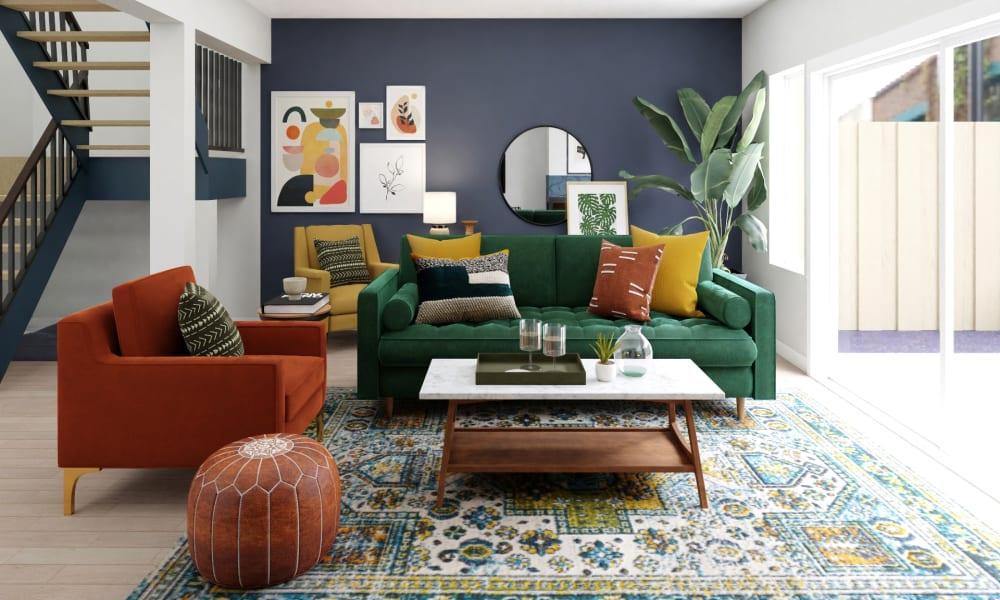 Jewel Tones Make This Eclectic Living Room Look Lush