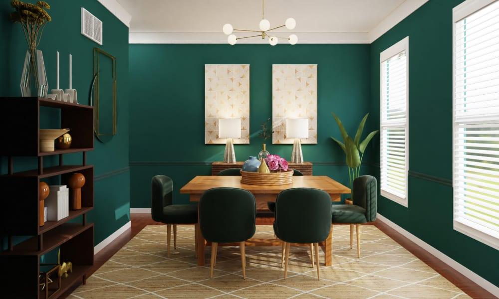 A Teal Green Modern Glam Dining Room